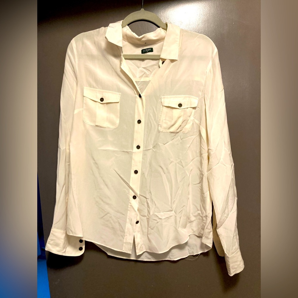 J. Crew Utility blouse, warm white, large